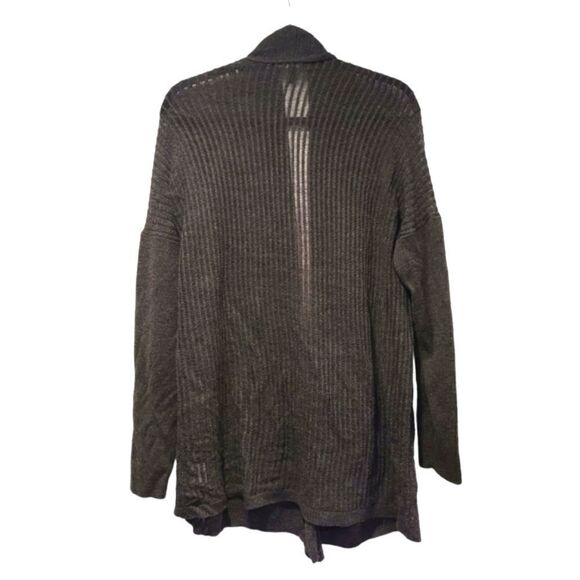 Eileen Fisher Black Merino Wool Open Front Cardigan, Loose Knit Lagenlook | L - Picture 3 of 12